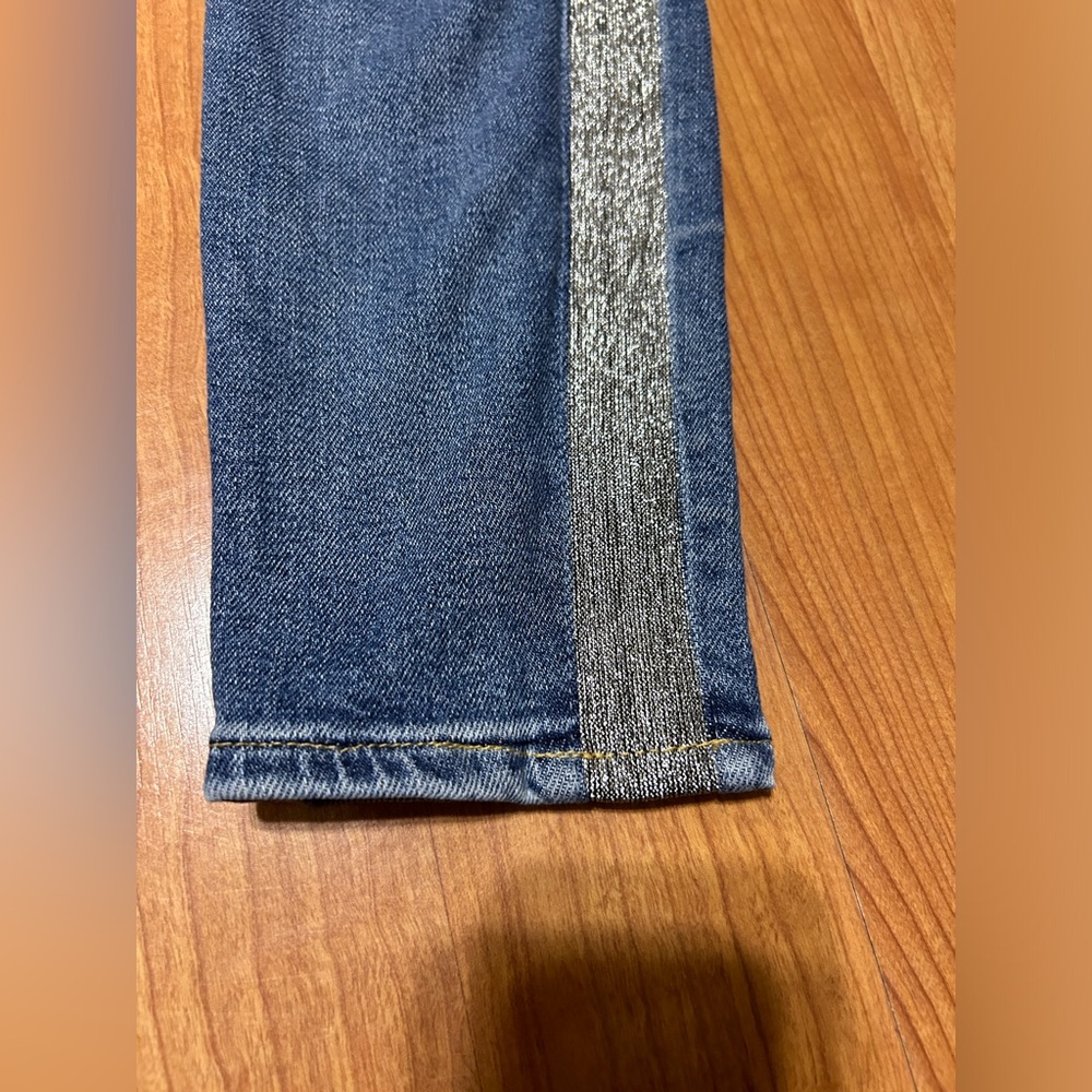 7 For All Mankind Jeans High Waist Ankle Skinny Silver Stripe Size 30 - Picture 3 of 13